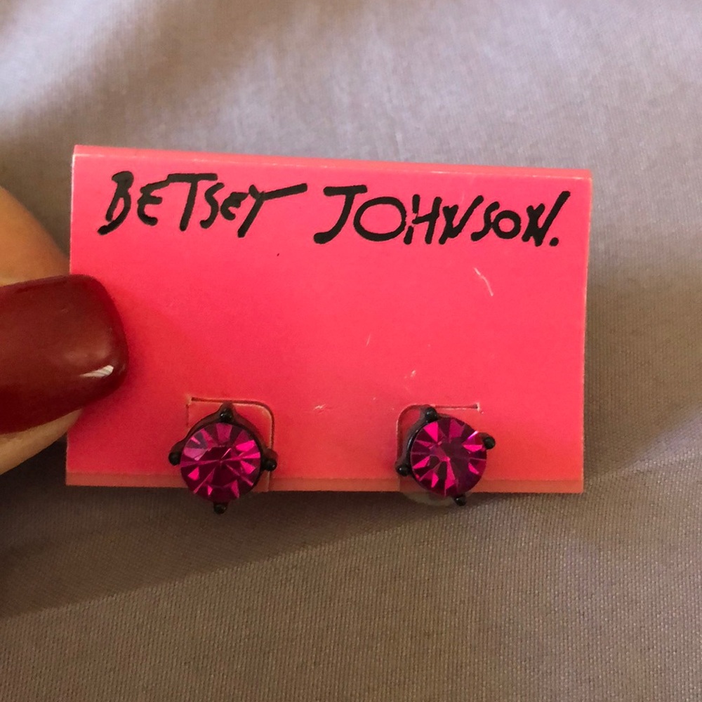 Betsey Johnson hot pink stud earrings